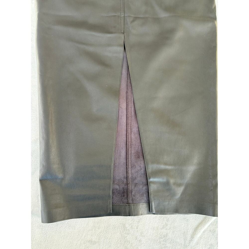 Express Skirt Long High Waist Black Faux Leather Back Slit Size 8 - Picture 6 of 9